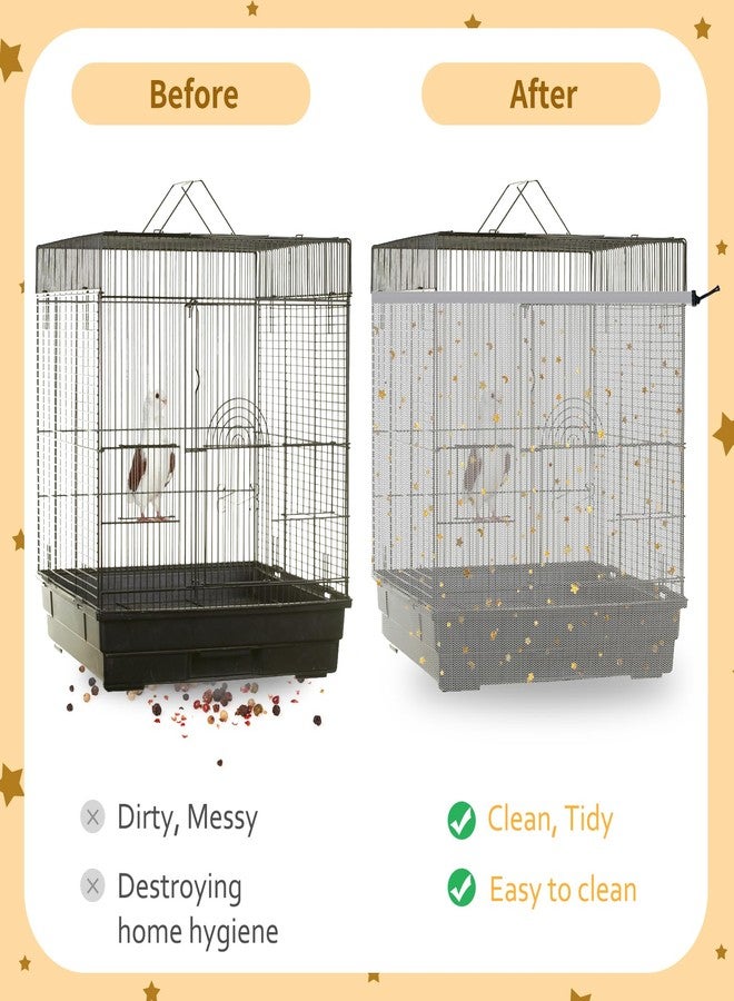 LYMOI Bird Cage Seed Catcher, 60-118'' Large Bird Cages Cover, 31.5'' H Adjustable Nylon Bird Cage Mesh Net, Soft Airy Bird Cage Skirt Guard Accessories for Parrot Parakeet Macaw (Gray) - Image 4