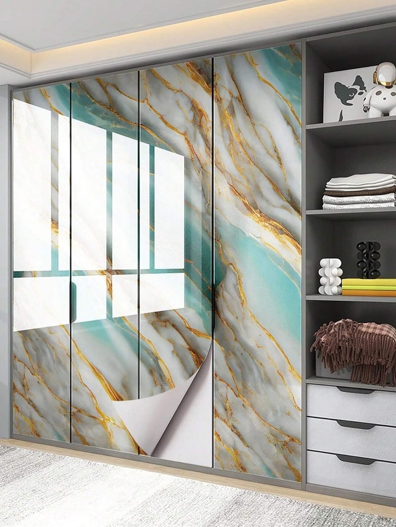 Jig-Tik Premium Vinyl Marble Peel and Stick Wall DIY Waterproof Wallpaper for Home Kitchen Countertop Cabinet Furniture Kitchen Stickers (Aqua Blue 52) (60x200cm) (Pack of 1) - Image 2