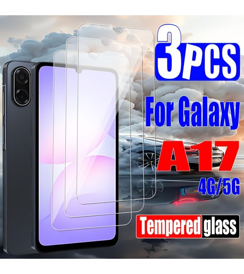 3 قطع فيلم زجاجي مقسّى بالكامل، عالي الوضوح، مقاوم للخدش، سهل التركيب، لهاتف Galaxy A17 5G - Image 1