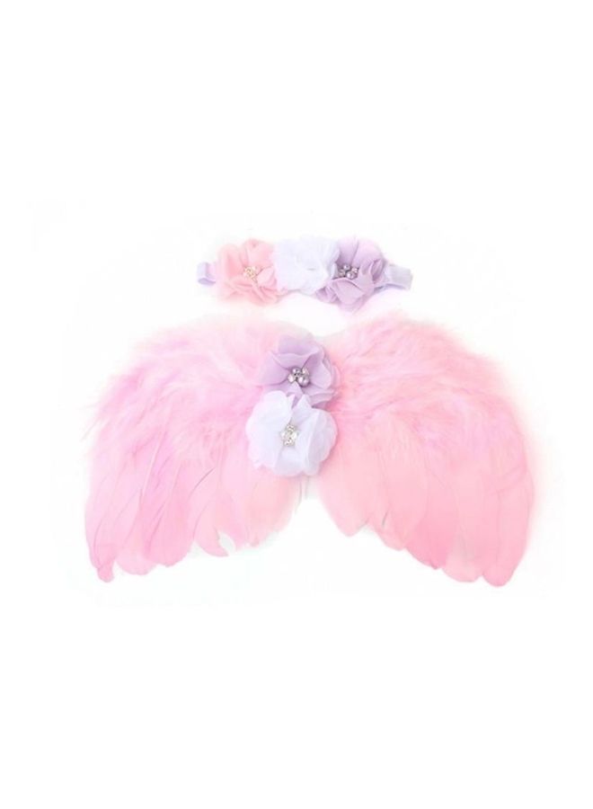 NIBEMINENT 2-Piece Feather Wings Headband Set Pink - Image 1