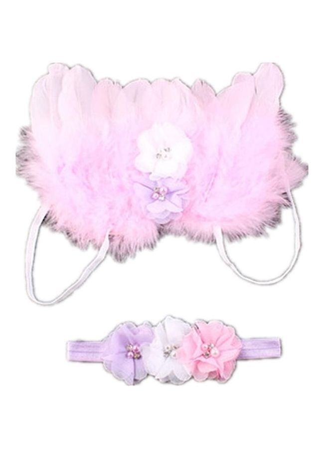 NIBEMINENT 2-Piece Feather Wings Headband Set Pink - Image 3
