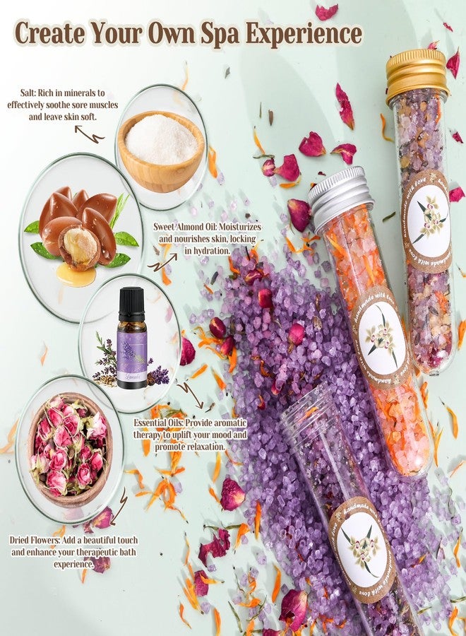 JUYRLE Bath Salts Making Kit- 31PCS DIY Bath Salts Making Kit, Make Your Own Sea Bath Salt, Relaxation Gifts for Women, Lavender, Rose, Body Care Spa Set, Organic Salt Scrubs Gifts for Women & Men - Image 5