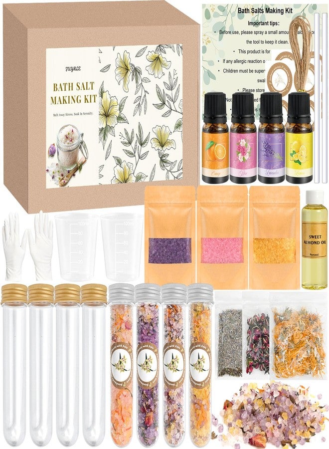 JUYRLE Bath Salts Making Kit- 31PCS DIY Bath Salts Making Kit, Make Your Own Sea Bath Salt, Relaxation Gifts for Women, Lavender, Rose, Body Care Spa Set, Organic Salt Scrubs Gifts for Women & Men - Image 1