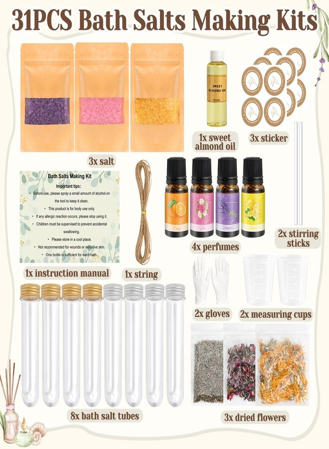JUYRLE Bath Salts Making Kit- 31PCS DIY Bath Salts Making Kit, Make Your Own Sea Bath Salt, Relaxation Gifts for Women, Lavender, Rose, Body Care Spa Set, Organic Salt Scrubs Gifts for Women & Men - Image 2