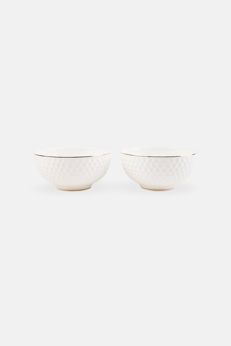 Fissman 2 Pcs Fine Bone China Bowl Set 340 ml, White - Image 1