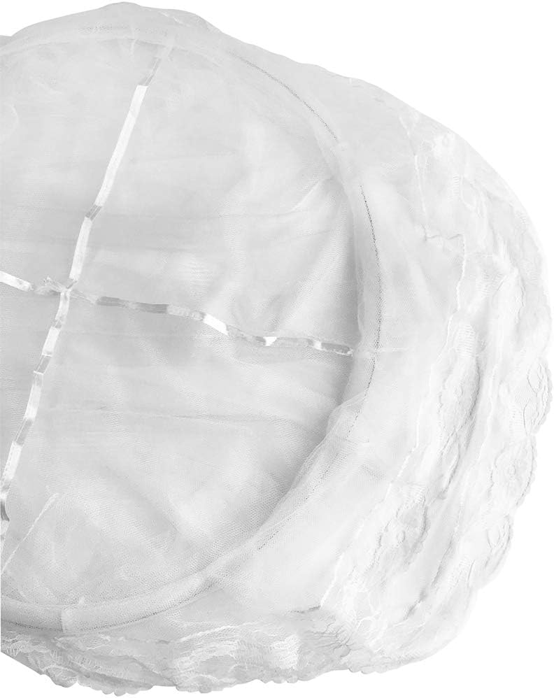 BCBYou Princess Bed Canopy Netting Mosquito Net Round Lace Dome for Twin Full and Queen Size Beds Crib with Jumbo Swag Hook (White) - Image 3