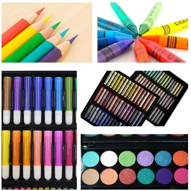Shuban Deluxe 150-Piece Art Set & Drawing Kit - Perfect Christmas and Rakhi Gift - Includes Crayons, Oil Pastels, and Colored Pencils Other Stationary Item (Black Box) - Image 4