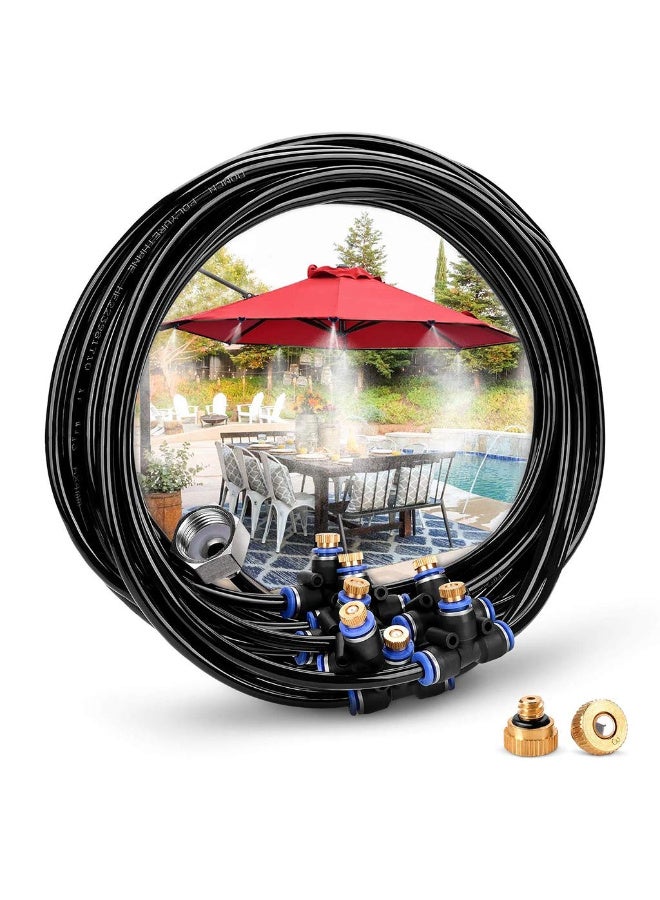 موثوقية التنبؤ نظام تبريد بالرذاذ، خط تبريد بالرذاذ 50 قدمًا (15 مترًا) + 15 فوهة ضباب نحاسية + 14 موصل نحاسي + محول نحاسي (3/4 بوصة)، مرذاذ خارجي لحديقة الفناء الخضراء في الحديقة الخضراء - Image 1