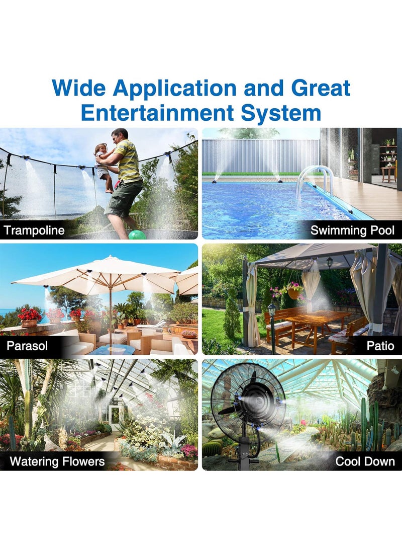 موثوقية التنبؤ نظام تبريد بالرذاذ، خط تبريد بالرذاذ 50 قدمًا (15 مترًا) + 15 فوهة ضباب نحاسية + 14 موصل نحاسي + محول نحاسي (3/4 بوصة)، مرذاذ خارجي لحديقة الفناء الخضراء في الحديقة الخضراء - Image 3