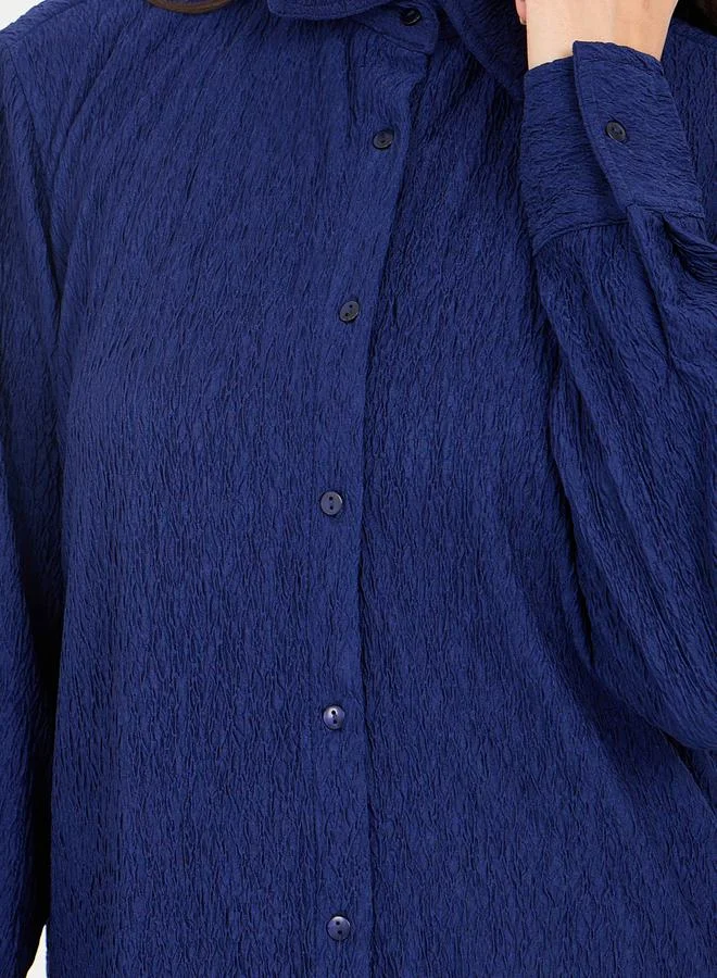 Styli Textured Regular Fit Shirt and Straight Leg Pant Set