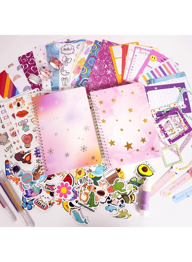 Bluejw DIYJOURNALSET Children's Diary Sticker Suit Youth Birthday Gift Scrapbook Hand Ledger Cross Border - Image 4