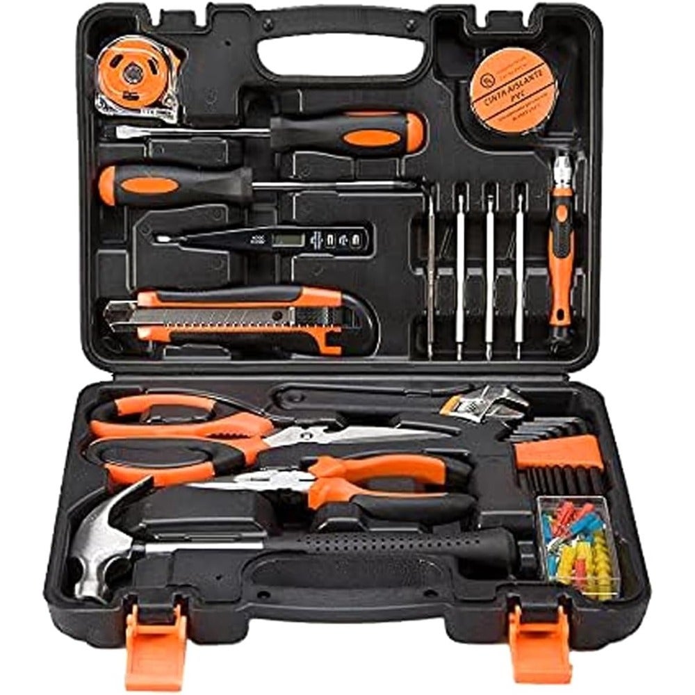 45-piece Essential Household Hand Tool Kit, Plastic Tool Box with Storage Space, Hardware Hand Tool Kit, Household Combination Tool Kit, Repair Tool Kit