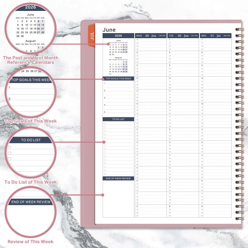 MaaIbok Appointment Book 2026-2027 - JUL 2026 - JUN 2027, 8.4" x 10.6" Weekly Appointment Book 2026-2027, 15-Minute Interval Hourly Planner, Flexible Soft Cover - Image 4