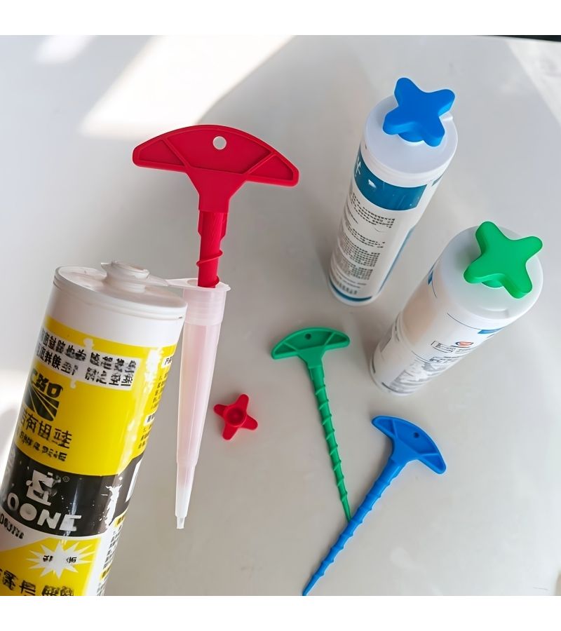 3 Pieces Blue Sealing Caps and Nozzle Cleaner Set Reusable Glue Nozzle Clear - Image 5