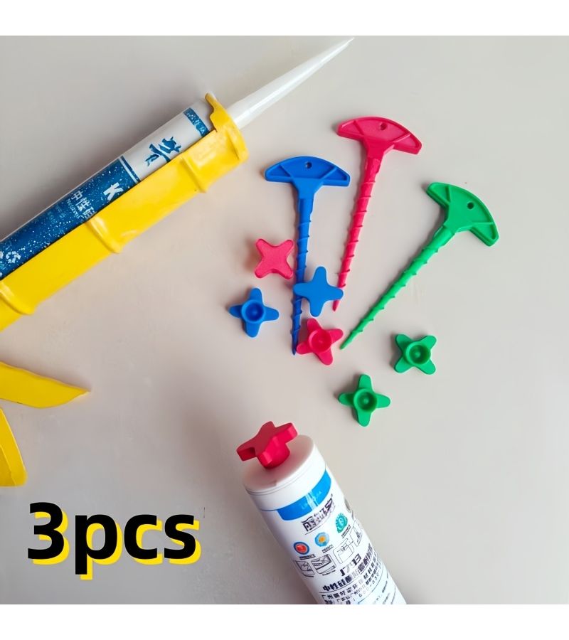 3 Pieces Blue Sealing Caps and Nozzle Cleaner Set Reusable Glue Nozzle Clear - Image 1