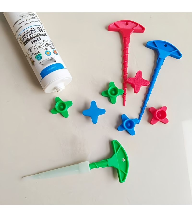 3 Pieces Blue Sealing Caps and Nozzle Cleaner Set Reusable Glue Nozzle Clear - Image 2
