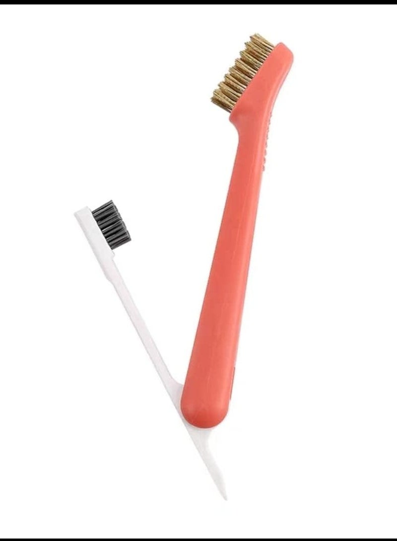 Multifunctional 3 in 1 Double Head Scraper Cleaning Brush Stove Spatula Kitchen Cooktop Cleaning Tool Brass/Stainless Steel Bristles for Rust, Dirt & Paint Scrubbing(Assorted Color)  - Image 1