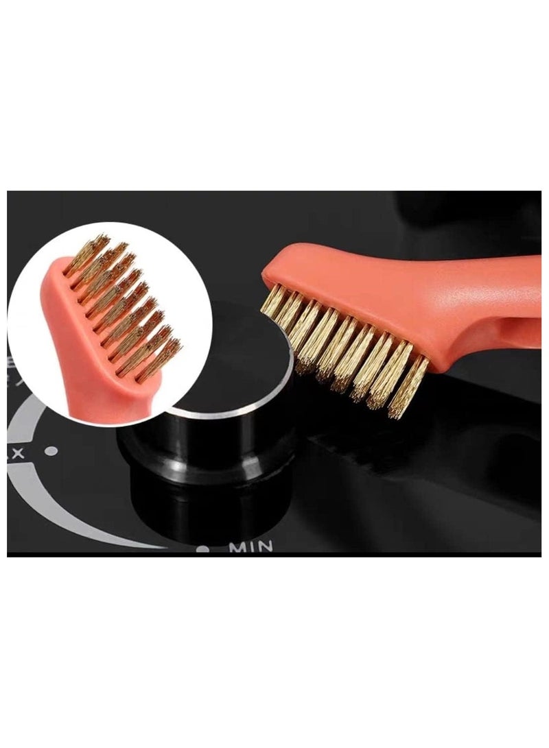 Multifunctional 3 in 1 Double Head Scraper Cleaning Brush Stove Spatula Kitchen Cooktop Cleaning Tool Brass/Stainless Steel Bristles for Rust, Dirt & Paint Scrubbing(Assorted Color)  - Image 2