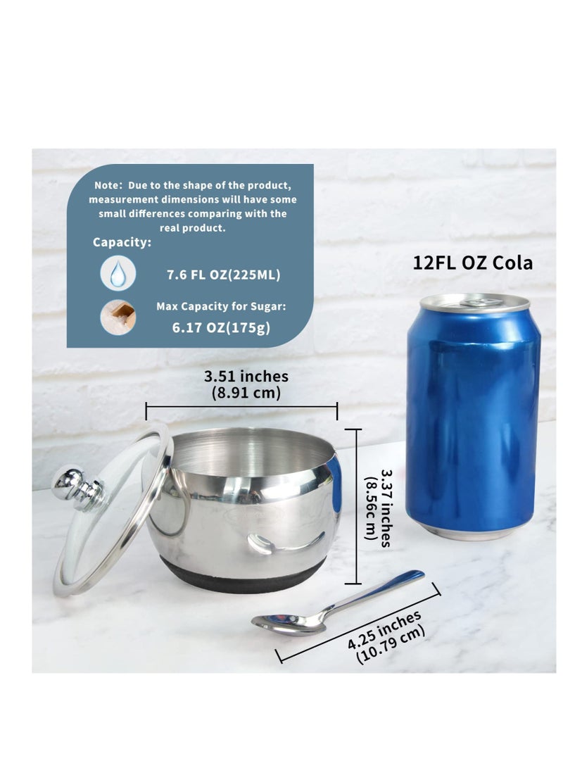 Zikra Stainless Steel Sugar Bowl with Non-Slip Silicone Base Sugar Bowl with Clear Lid for Better Recognition and Sugar Spoon for Home and Kitchen Drum Shape 8.1 OZ (240 ML) - Image 5