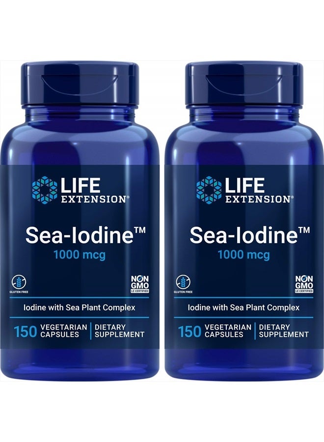 Life Extension Sea Iodine 1000 mcg, 150 Veg Caps (Pack of 2) - Natural Iodine Supplement from Kelp and Bladderwack - Image 1