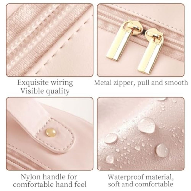Multi-Compartment Toiletry Cosmetics Bag, Travel Makeup Bag, Toiletry Cosmetics Bag, PU Leather Portable Large Toiletry Bag with Compartments, Portable Cosmetic Travel Bag - Image 5