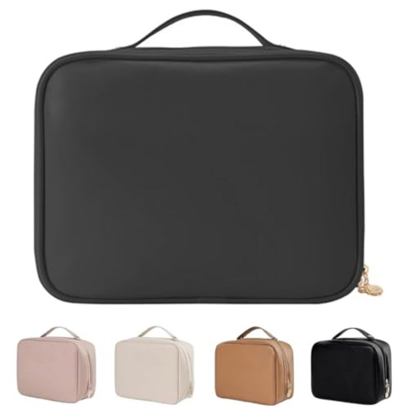Multi-Compartment Toiletry Cosmetics Bag, Travel Makeup Bag, Toiletry Cosmetics Bag, PU Leather Portable Large Toiletry Bag with Compartments, Portable Cosmetic Travel Bag - Image 1