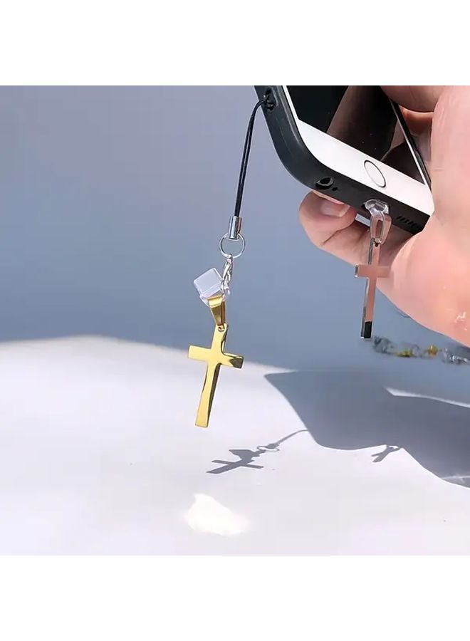 Black Stainless Steel Mirror Polished Cross Dust Plug For iPhone 6 14 Pro Max - Image 5