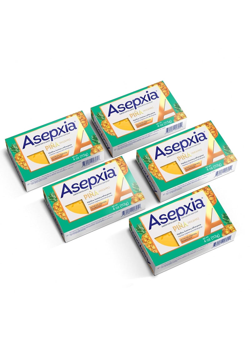 Asepxia - Asepxia Bar Soap NonAbrasive Exfoliating Facial Cleanser with Natural Pineapple Enzyme  Agave Extract Pore Purifying  Brightening Face Wash for Oily Skin 4 oz  5 Pack - Image 1
