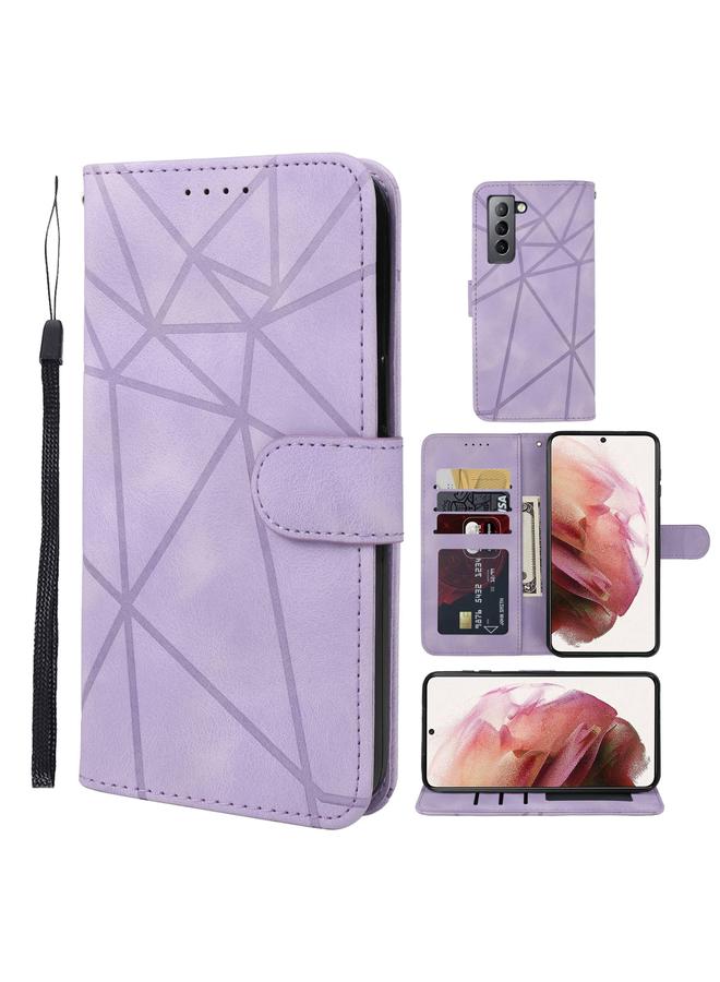 اس-توب جراب لهاتف Samsung Galaxy S21 FE 5G مصنوع من الجلد بخطوط هندسية - Image 1