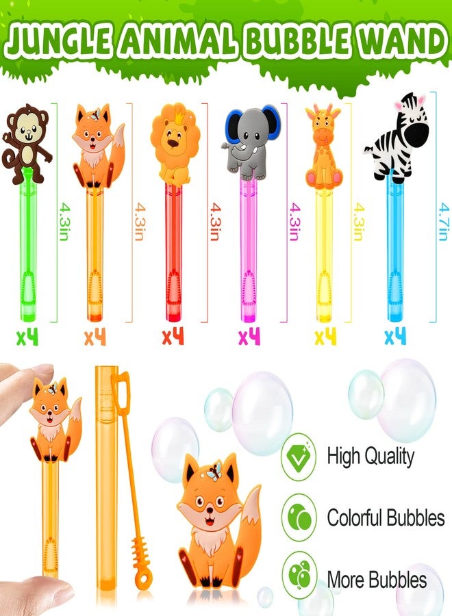 Winrayk Safari Party Favors, 24Pcs Jungle Animals Mini Bubble Wands for Kids Bubbles Bulk with Detachable Topper (6 Styles & Colors), Birthday Goodie Bag Stuffer Classroom Prizes Wild One Party Favors - Image 2