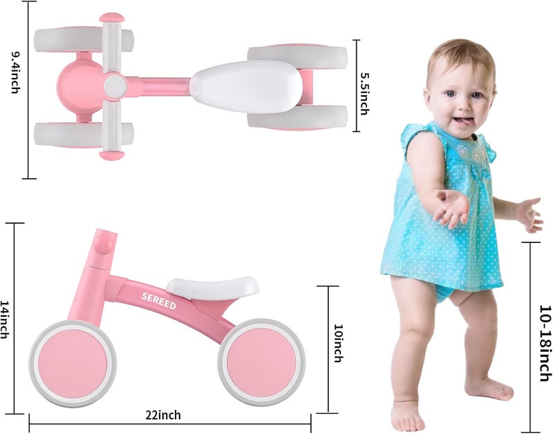 SEREED Baby Balance Bike for 1 Year Old Boys Girls 12-24 Month Toddler Balance Bike, 4 Wheels Toddler First Bike, First Birthday Gifts - Image 3