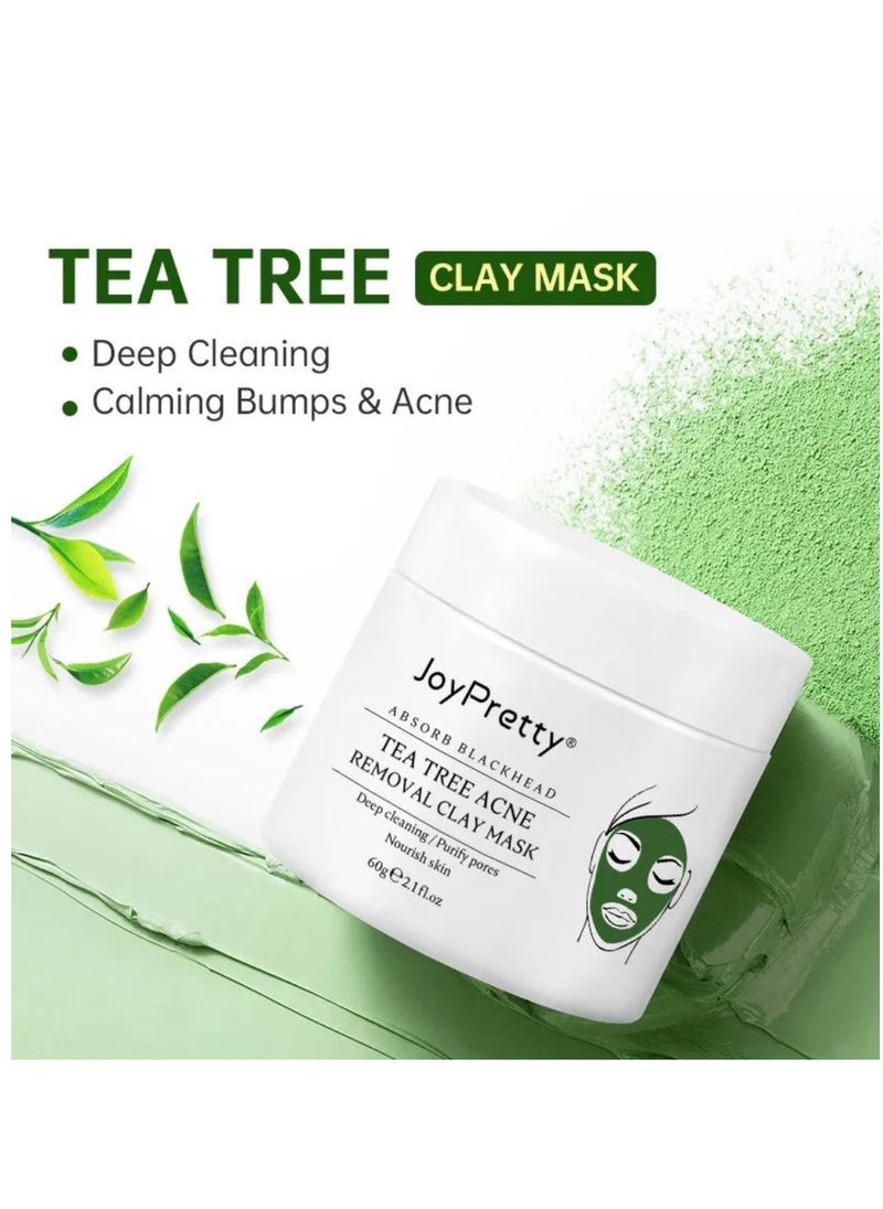 JoyPretty 60g Tea Tree Acne Removal Clay Mask Blackheads & Acne Removal Tea Tree Clay Face Mask Minimize Pores Reduce Blackhead & Acne Anti-Aging Wrinkle Reduction Skincare with Tea Tree Face Mask  - Image 5