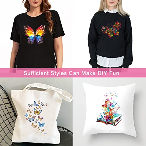 Lockban 8 Large Sheets Colorful Butterfly Iron on Stickers Patches Cute Flying Animal Heat Transfer Stickers Decals DIY T-Shirt Jeans Backpacks Families Clothing Hat Decoration Applique - Image 4