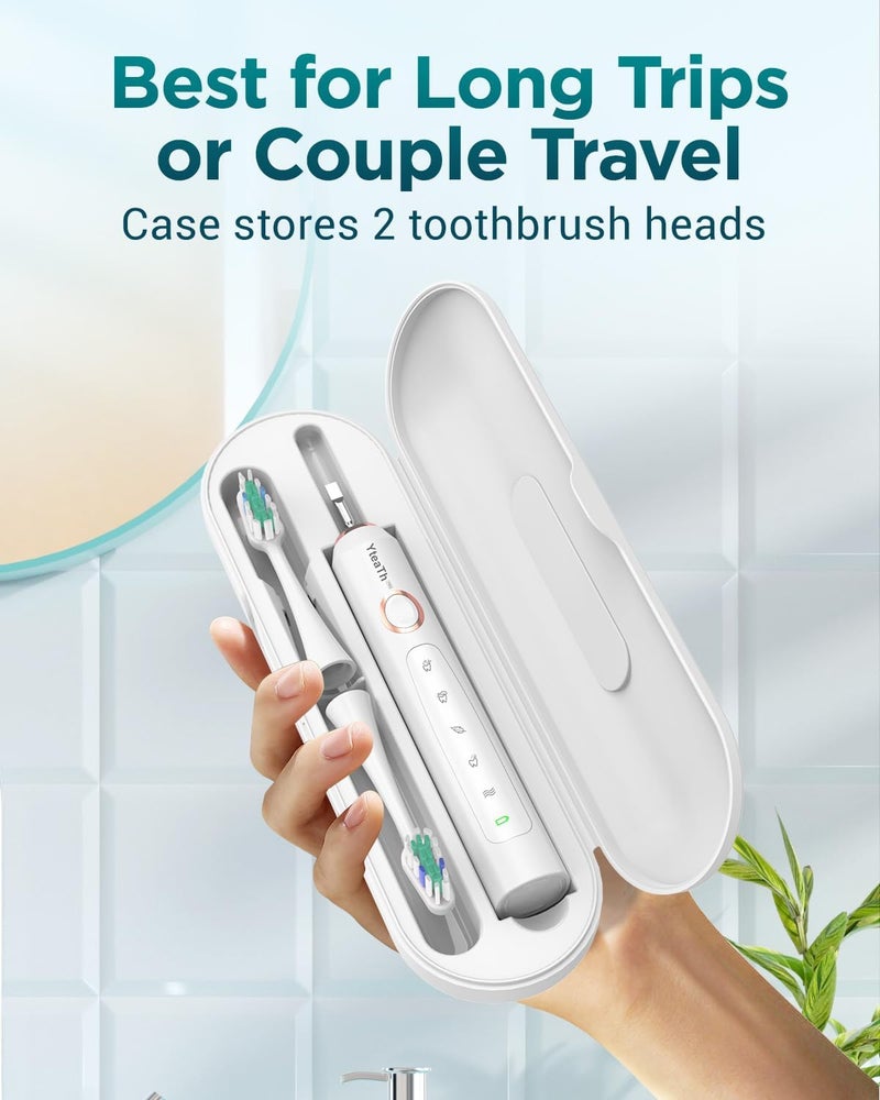YTEATH PRO Electric Sonic Toothbrush for Adults, Electric Toothbrush with 8 Heads and Travel Case, 5 Modes, IPX7 Waterproof, Electric Ultrasonic Toothbrush, Ivory - Image 5