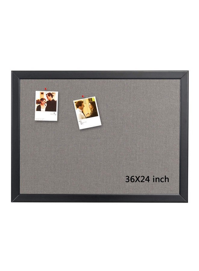 gideal Bulletin Board 36 X 24 Inch 100% Wood Framed Canvas Cork Board With Grey Fabric Wall Mounted Notice Board For Home Office School - Image 1