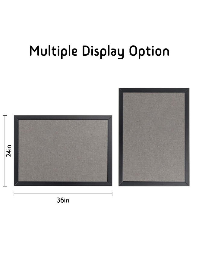 gideal Bulletin Board 36 X 24 Inch 100% Wood Framed Canvas Cork Board With Grey Fabric Wall Mounted Notice Board For Home Office School - Image 3