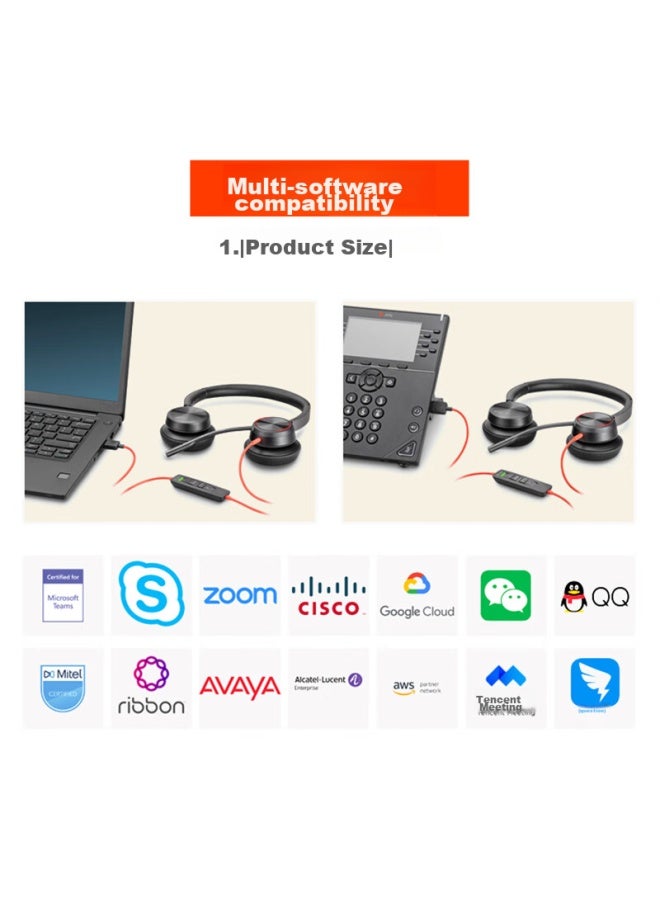 Poly Hp 8225 Usb High-end Over-ear Active Noise-cancelling Wired Headphones With Voice Pickup, Anc For Computer Office Study Meetings - Image 5