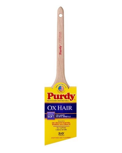 Purdy 144296030 Ox-Hair Series Ox-O-Angular Trim Paint Brush, 3 inch , White - Image 1