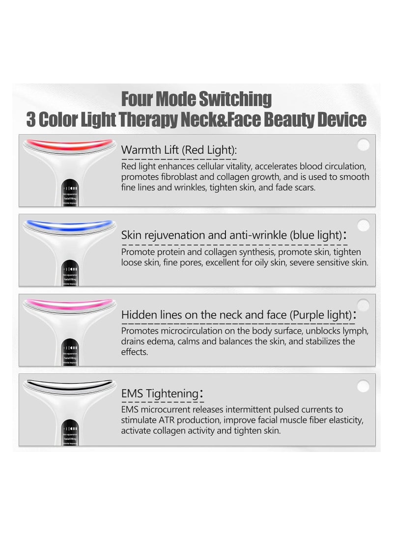 Electric Face and Neck Lifting Face Contouring Tool with 3 Colors of LED, Heating and Vibrating Skin Rejuvenating Beauty Device to Lift and Tighten Sagging Skin - Image 2