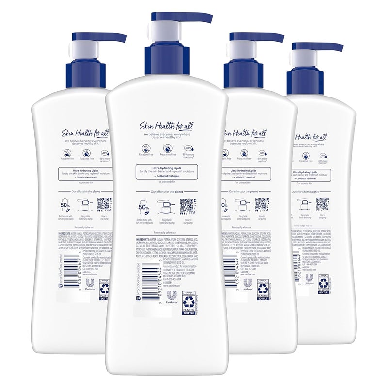 Vaseline Intensive Care Body Lotion 4 Pack Sensitive Skin Relief For Dry Skin With Colloidal Oatmeal and UltraHydrating Lipids 203 oz - Image 2