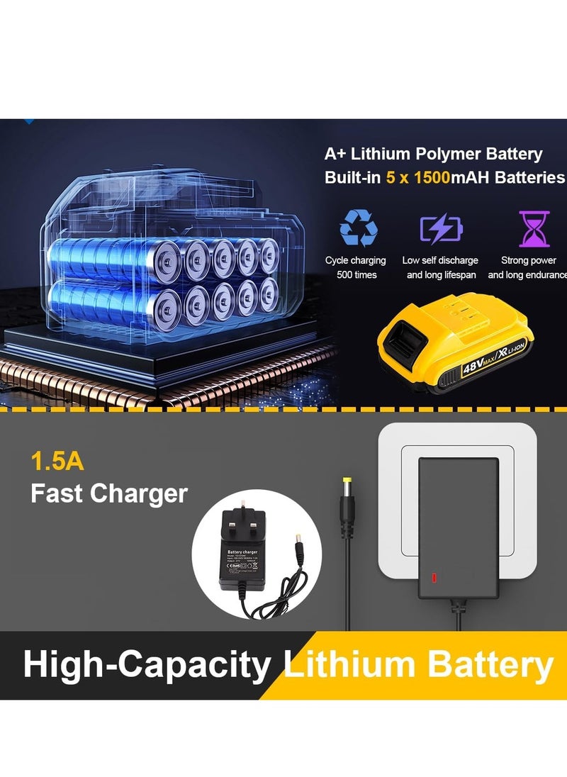 48V Cordless Drill,Variable 2 Speed, LED Light, Power Drill Kit with 2 Lithium Ion Battery and Charger, Electric Drill with Variable Speed for Home DIY and Repair,Drill/Driver Accessories Kit
