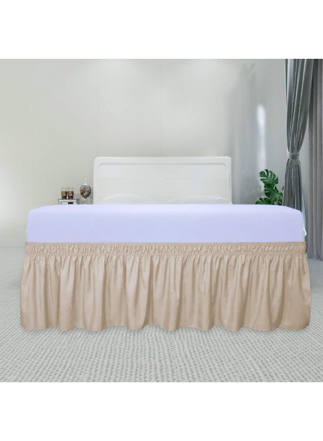 PureFit Wrap Around Ruffled Bed Skirt with Adjustable Elastic Belt - 18 Inch Drop Easy to Put On, Wrinkle Free Bedskirt Dust Ruffles, Bed Frame Cover for Queen, King and C-King Size Beds, Beige - Image 2