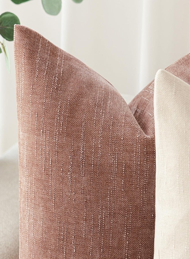 Foindtower Pack of 2 Soft Textured Chenille Throw Decorative Pillow Covers Square Accent Solid Cushion Cover Neutral Lumbar Pillow Case for Couch Sofa Bedroom Living Room 12x20 Inch,Dusty Pink - Image 2