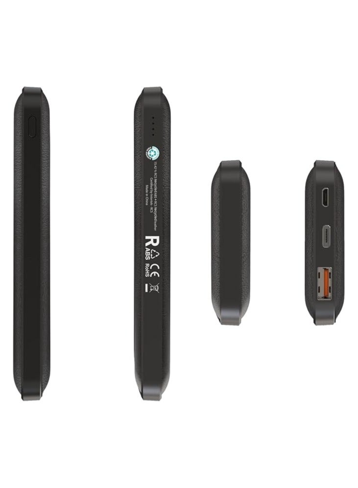 Memorii Leather Power Bank by @memorii Premium Gift power bank 10000mah Recycled Leather Power Bank with 18W PD fast charging and 10W wireless charging Black - Image 5