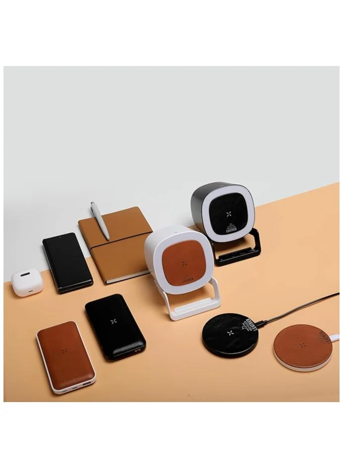 Memorii Leather Power Bank by @memorii Premium Gift power bank 10000mah Recycled Leather Power Bank with 18W PD fast charging and 10W wireless charging Black