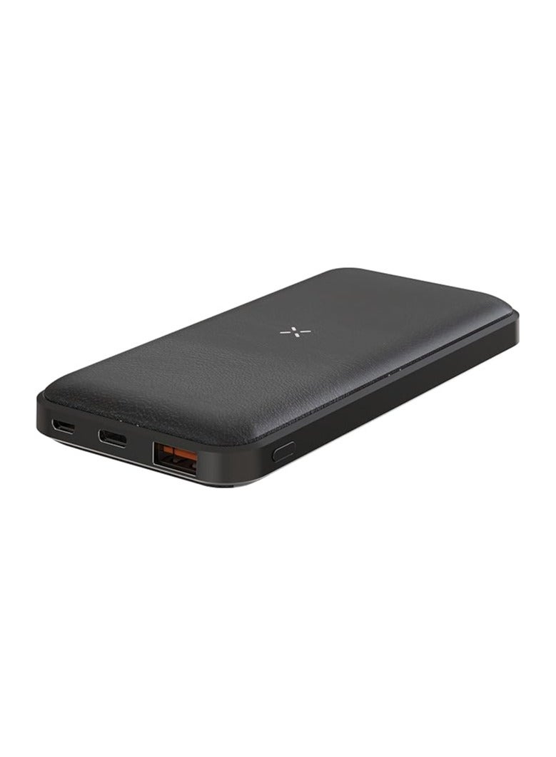 Memorii Leather Power Bank by @memorii Premium Gift power bank 10000mah Recycled Leather Power Bank with 18W PD fast charging and 10W wireless charging Black - Image 2