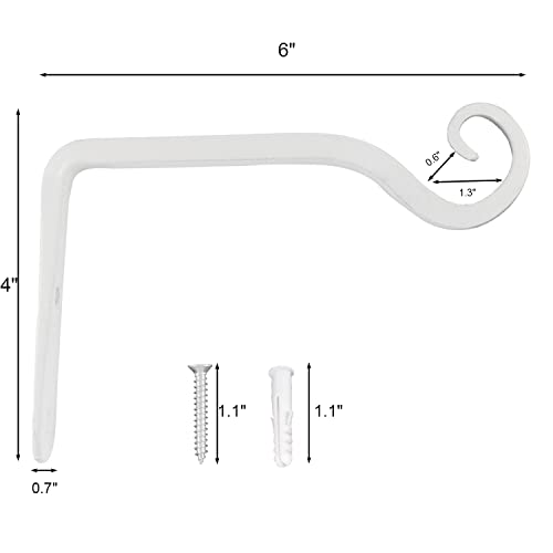 LOOGI Hanging Plant Bracket, Wall Hook Plant Hanger 6 Inch Decorative Hooks for Indoor Planter Lantern, Outdoor Bird Feeder Wind Chime, 2 Pack White - Image 2