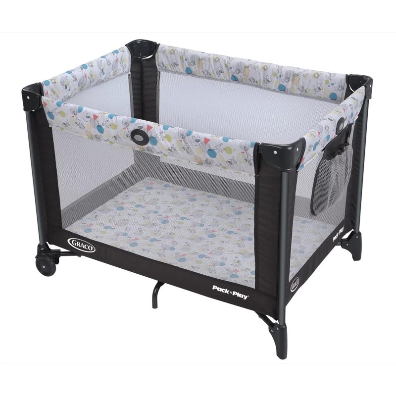 Graco Pack and Play Portable Playard, Push Button Compact Fold, Carnival - Image 1