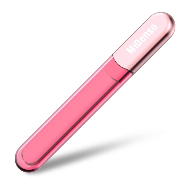 MiDenso Premium Particular Glass Nail File with Case, Both Sided Filer, Crystal Beauty Nail File Salon Nail Shine Top, Rose Gold - Image 1