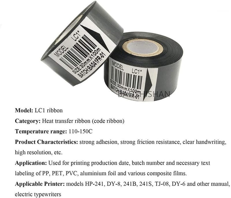 Universal Pack & Code شريط الطباعة الساخن 30 مم × 100 م (أسود) | شريط نقل حراري لآلة ترميز التاريخ، ترميز الدفعات وطباعة MRP | متوافق مع آلات الطباعة الساخنة | عبوة من 5 - Image 3